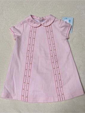 Luli & Me 12M Pink Embroidered Peter Pan Collar Dress